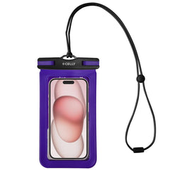 SPLASHBAG24 - Custodia impermeabile per smartphone fino a 7" dimensione display, design trasparente, chiusura ermetica, laccio a collo incluso