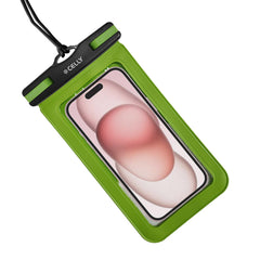 SPLASHBAG25 - Custodia impermeabile per smartphone fino a 7" dimensione display, design trasparente, chiusura ermetica, laccio a collo incluso