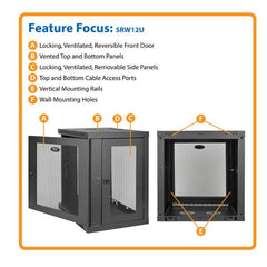 Tripplite SmartRack 12U Low-Profile Switch-Depth Wall-Mount Small Rack Enclosure - SRW12U