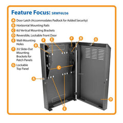 Tripplite SmartRack 6U Low-Profile Vertical-Mount Server-Depth Wall-Mount Rack Enclosure Cabinet - SRWF6U36