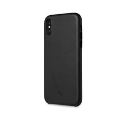 SUPERIOR - Cover in pelle sintetica con copertura tasti in alluminio colorato, colore nero compatibile con Apple iPhone Xs/ iPhone X