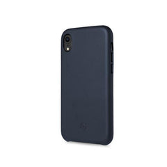 SUPERIOR - Cover in pelle sintetica con copertura tasti in alluminio colorato, colore blu compatibile con Apple iPhone Xr