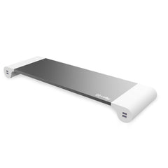 SWDESKHUB - Supporto per monitor con funzionalità power station, 4 porte USB-A, potenza massima 12 watt, lunghezza cavo alimentazione 1.5 mt, presa europea