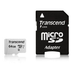 TS64GUSD300S-A - microSD da 64GB, con adattatore, UHS-I U1 A1