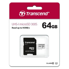 TS64GUSD300S-A - microSD da 64GB, con adattatore, UHS-I U1 A1