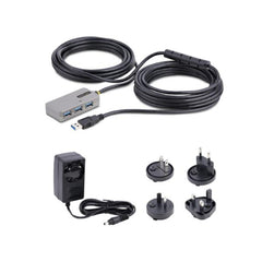 Cavo di Prolunga USB 3.0 da 10m con Hub di Estensione a 4 Porte USB-A, Cavo ripetitore USB attivo, Cavo Prolunga alimentato, alimentatore opzionale da 20 W incluso, protezione ESD