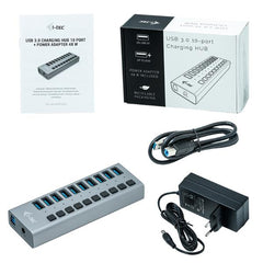 HUB USB-A 3.0 a 10 porte USB 3.0 + ALIMENTAZIONE 48 W