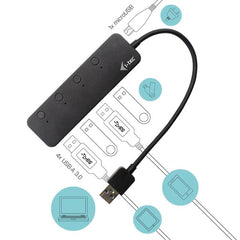 HUB USB-A 3.2 a 4 Porte USB A 3.2 Gen 1 (BC 1.2) con On/Off singola porta