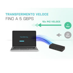 HUB 4 porte USB 3.2 gen. 1 – 5 Gb/s (1x BC1.2) con Alimentatore