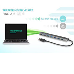 HUB USB 3.0 metallo a 7 Porte con Alimentatore