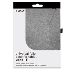 UNIFOLIOTAB11 - Custodia universale a libro colore grigio funzione stand con banda elastica di chiusura esterna compatibile con i Tablet fino a 11" dimensione display