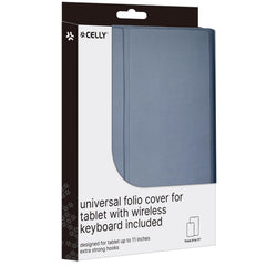 UNIKEYBTAB - Custodia universale a libro di colore nero con Tastiera Wireless magnetica compatibile con i Tablet fino a 11" dimensione display