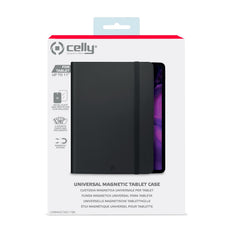 UNIMAGTAB - Custodia universale a libro di colore nero in pelle sintetica magnetica compatibile con i Tablet fino a 11" dimensione display
