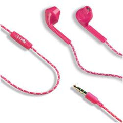 UP100 - Auricolare a filo stereo a goccia con jack 3,5 mm, remote control, microfono integrato con riduzione dei rumori, lunghezza cavo 1.2 mt, colore rosa