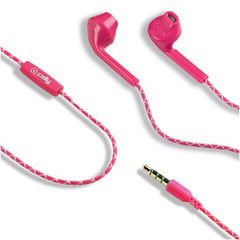 UP100 - Auricolare a filo stereo a goccia con jack 3,5 mm, remote control, microfono integrato con riduzione dei rumori, lunghezza cavo 1.2 mt, colore rosa