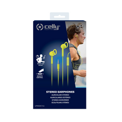 UP400ACT - Auricolare a filo stereo con jack 3,5mm a goccia, remote control e microfono integrato, comodi archetti, lunghezza cavo 1.2 mt, studiato per lo sport