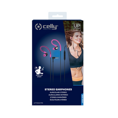 UP700ACT - Auricolare a filo stereo IN-EAR con jack 3,5mm, cavo tondo, remote control e microfono integrato, comodi archetti, lunghezza cavo 1.2 mt, studiato per lo sport