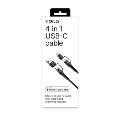 USBC4IN1 - 60W 4in1 USB-C to USB-C Cable + USB-A & Lightning adapters [POWER DELIVERY]