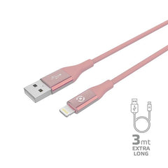 USBLIGHTCOL3M - Cavo USB-A a Lightning, lunghezza 3 metri, potenza massima 12 Watt, Certificazione "MFI"