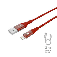 USBLIGHTCOL3M - Cavo USB-A a Lightning, lunghezza 3 metri, potenza massima 12 Watt, Certificazione "MFI"