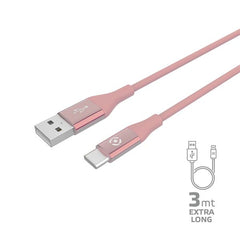 USBTYPECCOL3M - Cavo USB-A a USB-C, lunghezza 3 metri, potenza massima 15 Watt, guaina ultra resistente