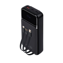 Battery Bank (20000 mAh) 22,5W fast charger con 3 cavi integrati ( di cui type C ed Usb con funzione ricarica ) Nera