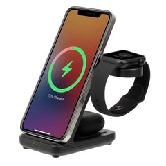 Caricatore Stand Wireless 3 in 1 Nero