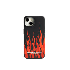 VISION OF SUPER - Cover in TPU con finitura soft touch colore nero con fiamme rosse compatibile con Apple iPhone 14 [VOS COLLECTION]