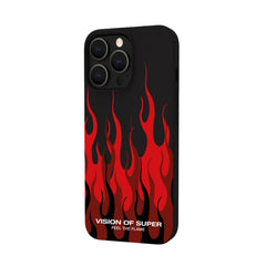 VISION OF SUPER - Cover in TPU con finitura soft touch colore nero con fiamme rosse compatibile con Apple iPhone 14 Pro Max [VOS COLLECTION]