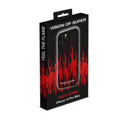 VISION OF SUPER - Cover in TPU con finitura soft touch colore nero con fiamme rosse compatibile con Apple iPhone 14 Pro Max [VOS COLLECTION]