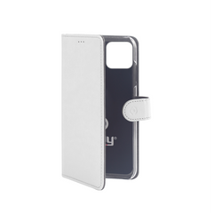 WALLY - Custodia a libro in pelle sintetica con chiusura flap magnetico, slot per carte e funzione stand colore bianco compatibile con Apple iPhone 11 Pro