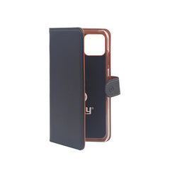 WALLY - Custodia a libro in pelle sintetica con chiusura flap magnetico, slot per carte e funzione stand colore nero compatibile con Apple iPhone 11 Pro