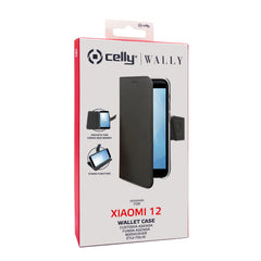 WALLY - Custodia a libro in pelle sintetica con chiusura flap magnetico, slot per carte e funzione stand colore nero compatibile con Xiaomi 12/ 12S/ 12X