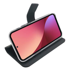 WALLY - Custodia a libro in pelle sintetica con chiusura flap magnetico, slot per carte e funzione stand colore nero compatibile con Xiaomi 12/ 12S/ 12X