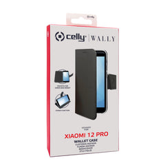 WALLY - Custodia a libro in pelle sintetica con chiusura flap magnetico, slot per carte e funzione stand colore nero compatibile con Xiaomi 12 Pro/ 12 Pro S