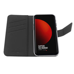 WALLY - Custodia a libro in pelle sintetica con chiusura flap magnetico, slot per carte e funzione stand colore nero compatibile con Xiaomi 12 Ultra