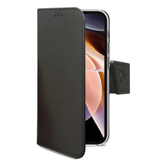 WALLY - Custodia a libro in pelle sintetica con chiusura flap magnetico, slot per carte e funzione stand colore nero compatibile con Samsung Galaxy A13 4G