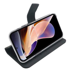 WALLY - Custodia a libro in pelle sintetica con chiusura flap magnetico, slot per carte e funzione stand colore nero compatibile con Samsung Galaxy A13 4G
