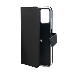 WALLY - Custodia a libro in pelle sintetica con chiusura flap magnetico, slot per carte e funzione stand colore nero compatibile con Samsung Galaxy A13 4G