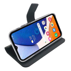 WALLY - Custodia a libro in pelle sintetica con chiusura flap magnetico, slot per carte e funzione stand colore nero compatibile con Samsung Galaxy A14 4G/ Galaxy A14 5G