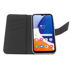 WALLY - Custodia a libro in pelle sintetica con chiusura flap magnetico, slot per carte e funzione stand colore nero compatibile con Samsung Galaxy A14 4G/ Galaxy A14 5G
