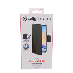 WALLY - Custodia a libro in pelle sintetica con chiusura flap magnetico, slot per carte e funzione stand compatibile con Samsung Galaxy A34 5G/ Galaxy A34 5G Enterprise Edition