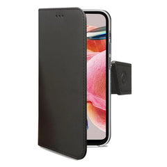 WALLY - Custodia a libro in pelle sintetica con chiusura flap magnetico, slot per carte e funzione stand colore nero compatibile con Xiaomi Redmi Note 12 4G