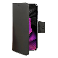 WALLY - Custodia a libro in pelle sintetica con chiusura flap magnetico, slot per carte e funzione stand colore nero compatibile con Apple iPhone 15 Plus [IPHONE 15 CASES]
