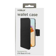 WALLY - Custodia a libro in pelle sintetica con chiusura flap magnetico, slot per carte e funzione stand colore nero compatibile con ZTE Blade A73 4G