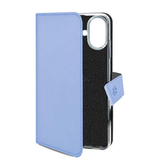 WALLY - Custodia a libro in pelle sintetica con chiusura flap magnetico, slot per carte e funzione stand colore blu compatibile con Apple iPhone 16 [IPHONE 16 CASES]