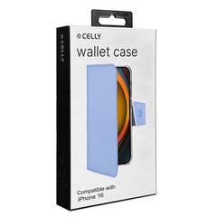 WALLY - Custodia a libro in pelle sintetica con chiusura flap magnetico, slot per carte e funzione stand colore blu compatibile con Apple iPhone 16 [IPHONE 16 CASES]