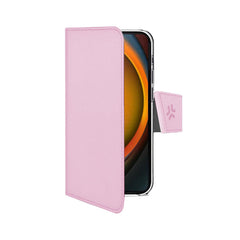 WALLY - Custodia a libro in pelle sintetica con chiusura flap magnetico, slot per carte e funzione stand colore rosa compatibile con Apple iPhone 16 [IPHONE 16 CASES]