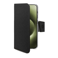 WALLY - Custodia a libro in pelle sintetica con chiusura flap magnetico, slot per carte e funzione stand colore nero compatibile con Apple iPhone 16 [IPHONE 16 CASES]