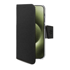 WALLY - Custodia a libro in pelle sintetica con chiusura flap magnetico, slot per carte e funzione stand colore nero compatibile con Apple iPhone 16 [IPHONE 16 CASES]